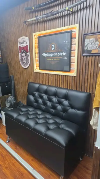 Sillón de Espera para Barbería JC Negro - miniatura 3
