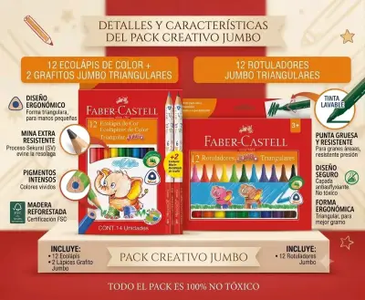 Pack Creativo Jumbo Faber-Castell 12 Ecolápices yR - miniatura 2