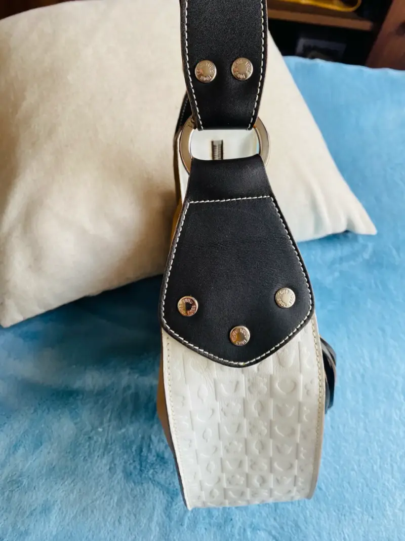 Bolso Tous bicolor celeste y dorado cuero - 6