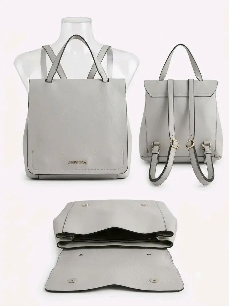 Mochila convertibl Amphora gris con broche magnéti