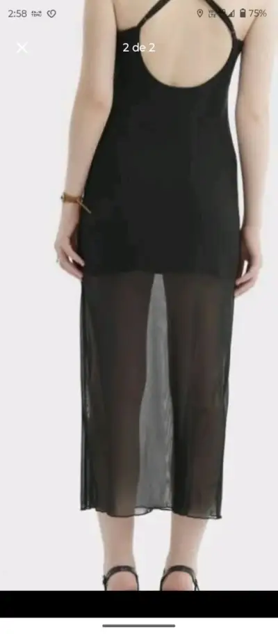 Vestido negro con transparencias y abertura - miniatura 2