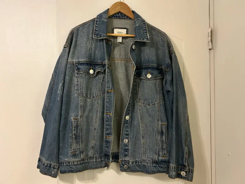 Chaqueta de mezclilla azul para mujer talla M - 4