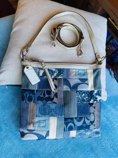 Bolso Coach Patchwork Azul y plateado - miniatura 1