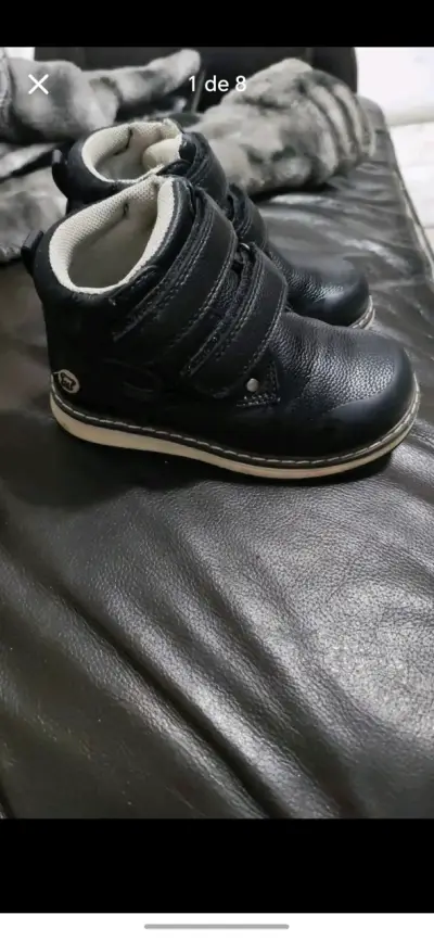 Botines de cuero negro para niños talla 24 - miniatura 1