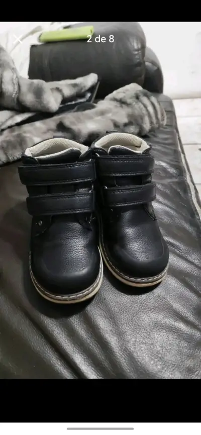 Botines de cuero negro para niños talla 24 - miniatura 2