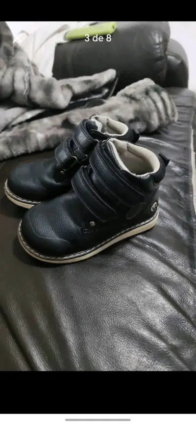Botines de cuero negro para niños talla 24 - miniatura 3