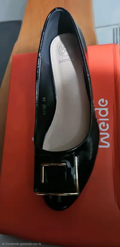 Zapatos de tacón bajo Weide negros con hebilla - miniatura 3