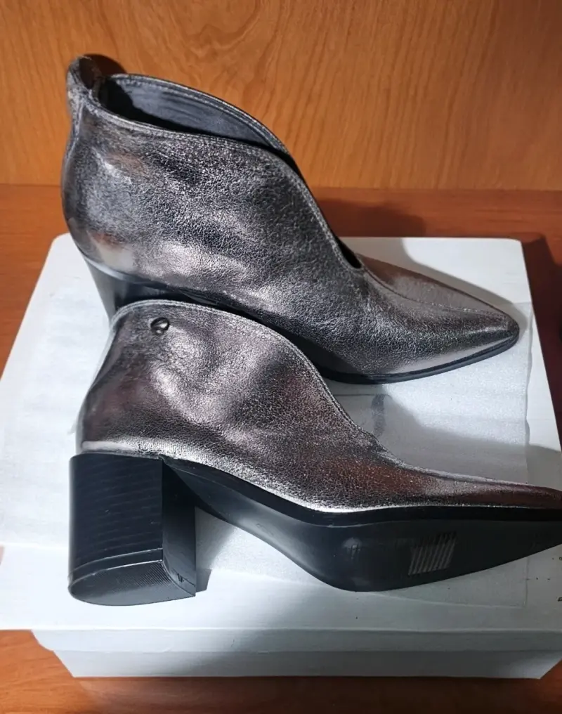 Botines de cuero plateados Zibel talla 38 - 2