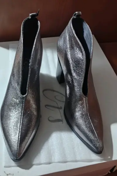 Botines de cuero plateados Zibel talla 38 - miniatura 3