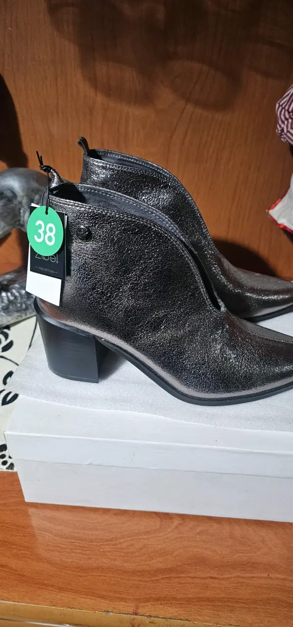 Botines de cuero plateados Zibel talla 38 - 4