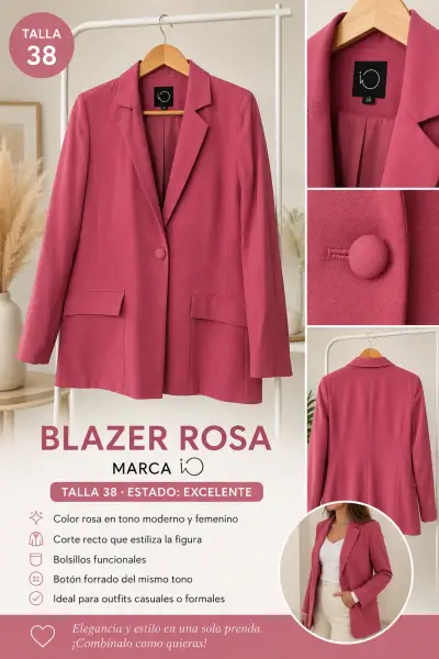 Blazer rosa talla 38 marca iO - miniatura 1