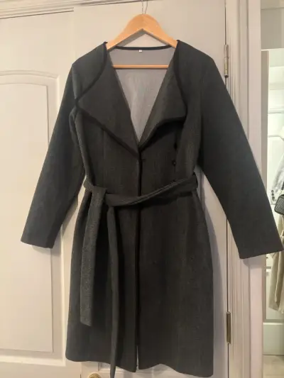 Abrigo de paño gris oscuro talla S - miniatura 2