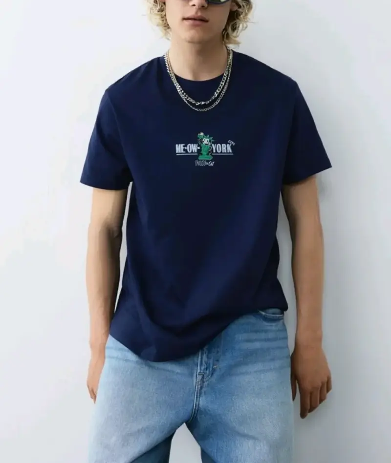 Polera azul Me-Ow York de H&M - 1