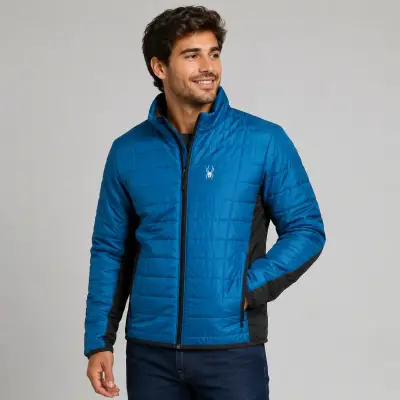 Chaqueta acolchada azul para hombre marca Spyder - miniatura 1