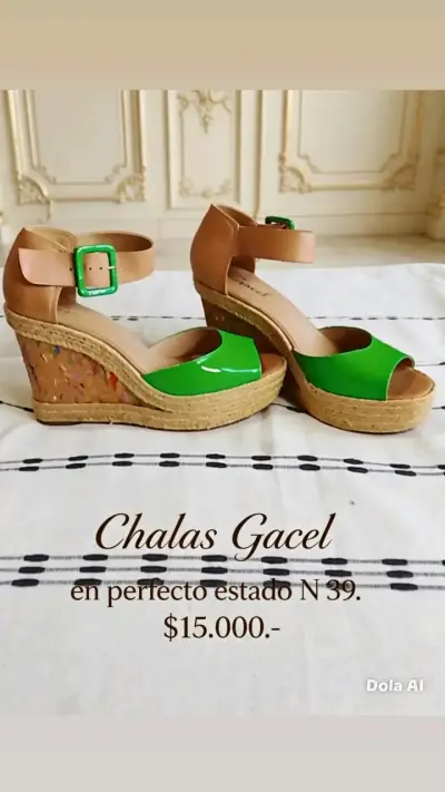 Chalas Gacel con plataforma verde talla 39 - miniatura 1