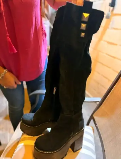 Botas negras de gamuza con plataforma,marca Zappa - miniatura 2
