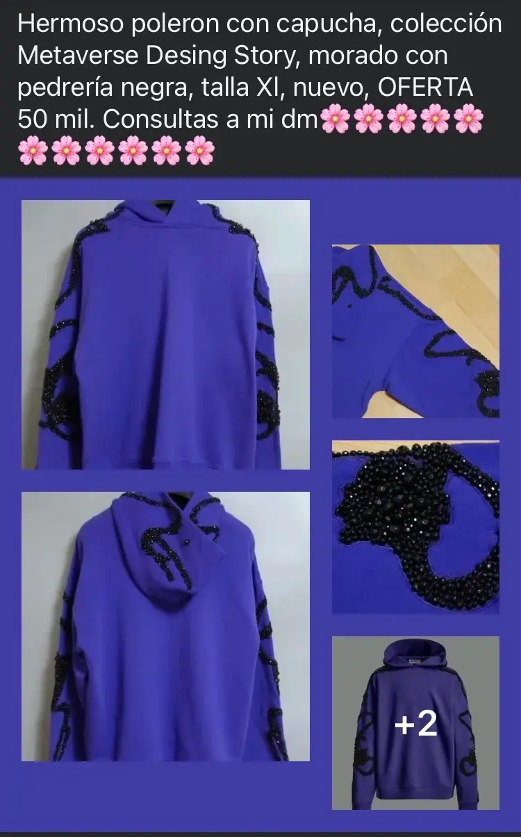 Polerón morado con detalles de perlas negras - 5