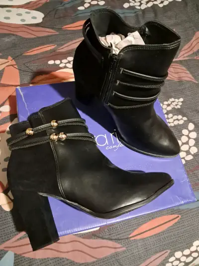 Botines negros con tacón Beira Rio Conforto - miniatura 2