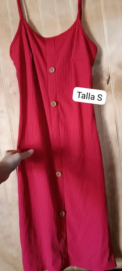 Vestido rojo con botones talla S - miniatura 1