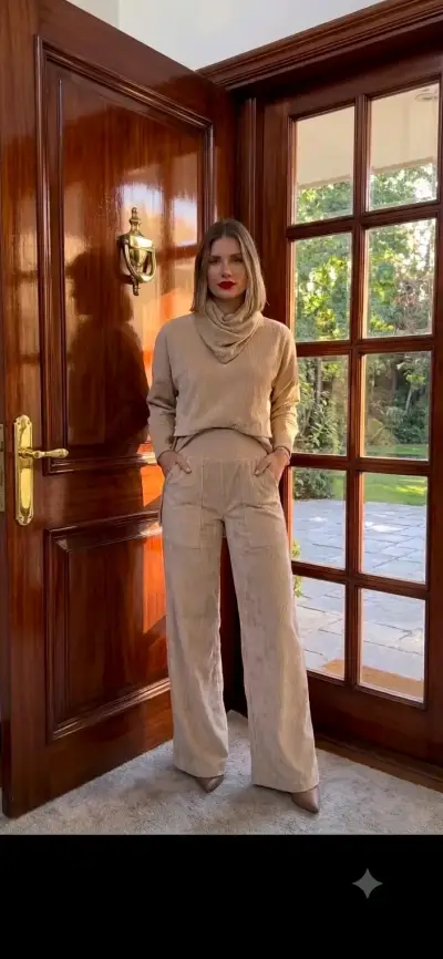 Conjunto de Pantalón y Poleron  de cotelé para Mu - miniatura 3