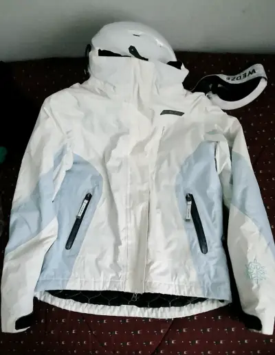 Chaqueta de esquí blanca y azul para mujer - miniatura 2