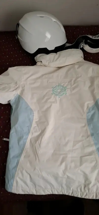 Chaqueta de esquí blanca y azul para mujer - miniatura 3