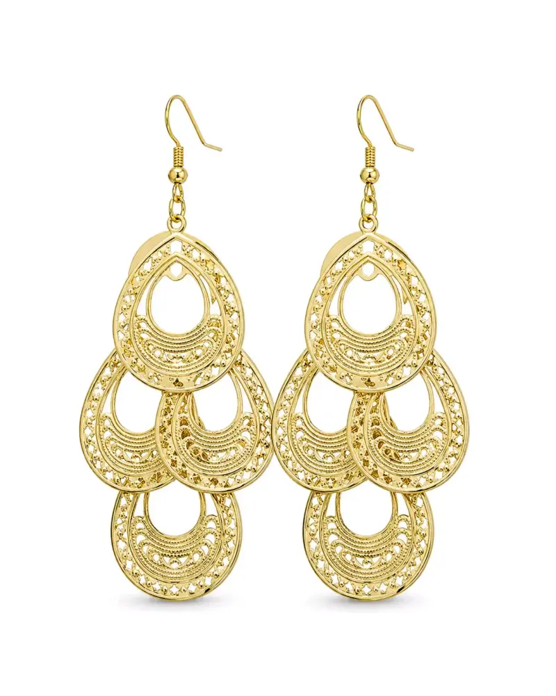 Set de aros colgantes dorados y plateados - 3