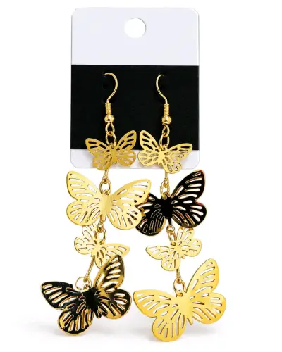 Set de aros colgantes metálicos en varios diseños - miniatura 3