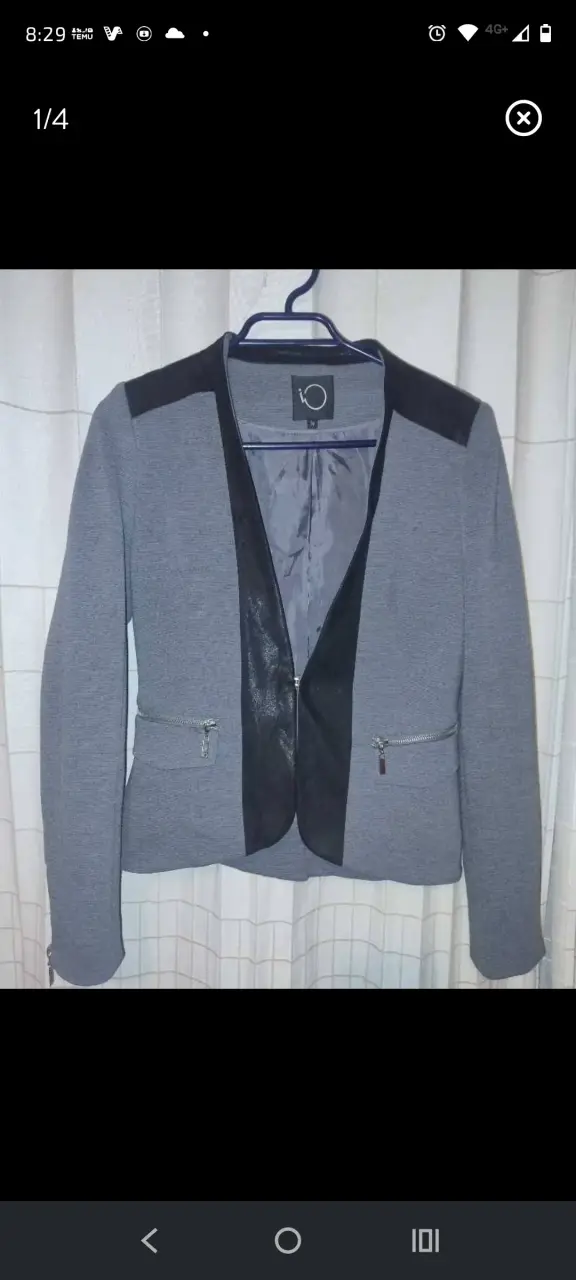 Blazer gris con detalles negros para mujer - 2