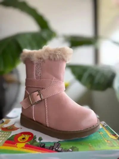 Botas de niña rosadas con forro de peluche - miniatura 1