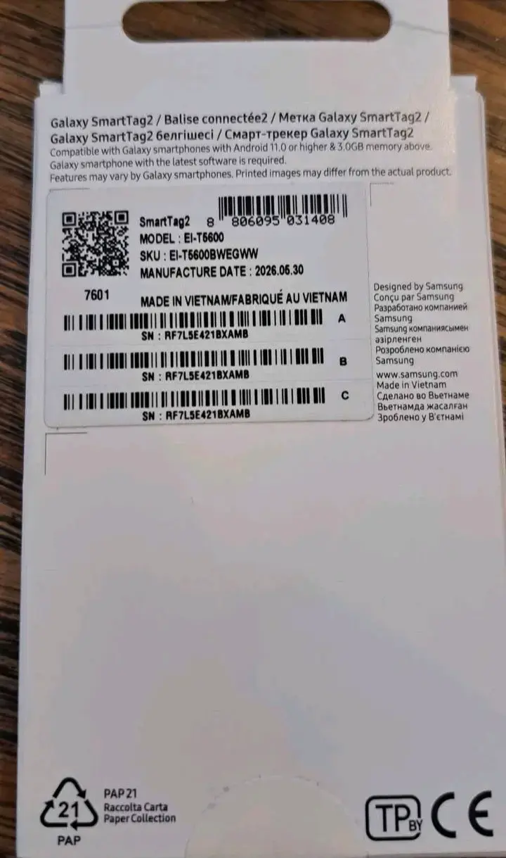 Samsung Galaxy SmartTag2 Blanco con Bluetooth - 1
