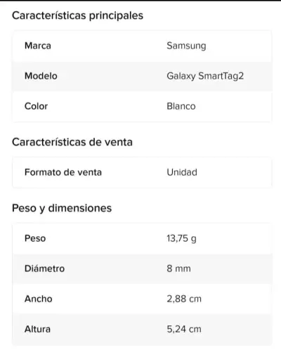 Samsung Galaxy SmartTag2 Blanco con Bluetooth - miniatura 3