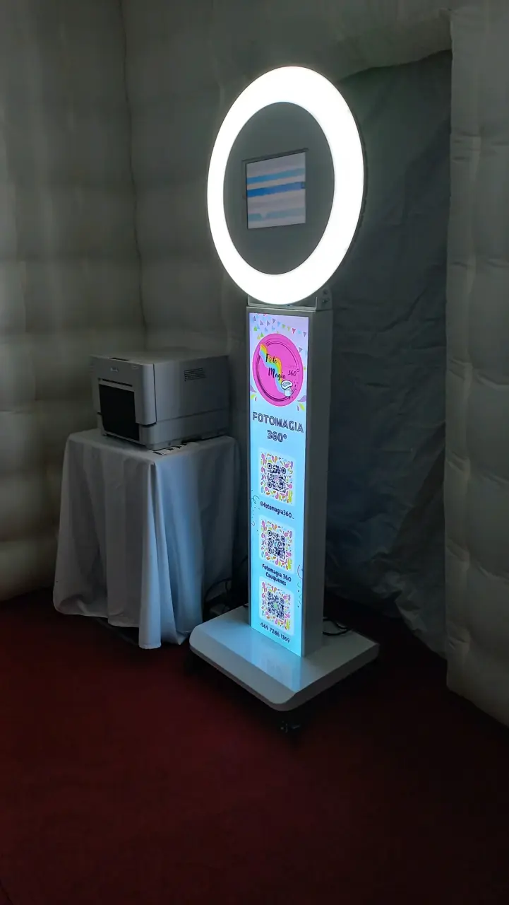 Cabina de fotos 360 con aro de luz