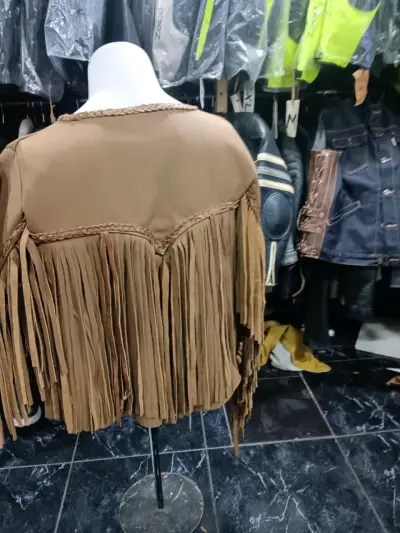 Chaqueta de flecos marrón estilo boho - miniatura 2