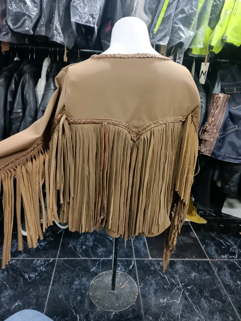 Chaqueta de flecos marrón estilo boho - 5