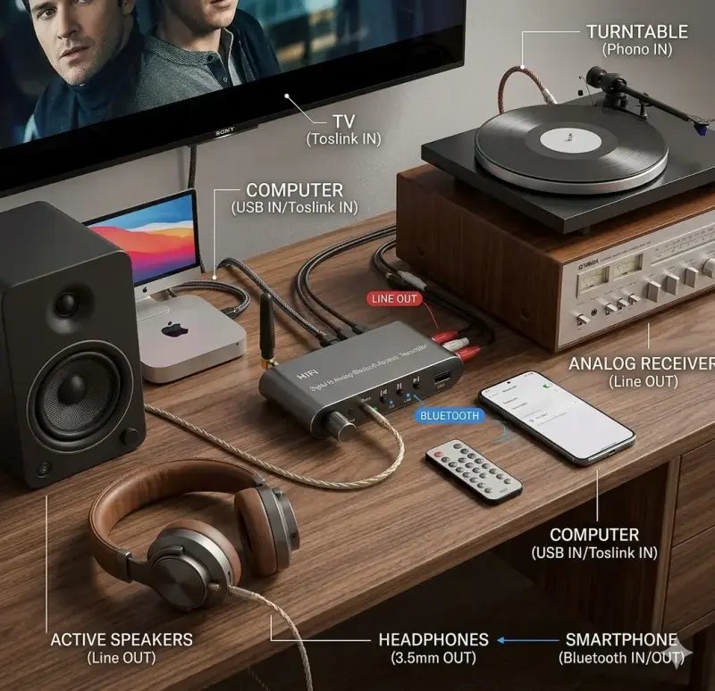 Receptor transmisor Bluetooth Hi Fi multifuncional - 1