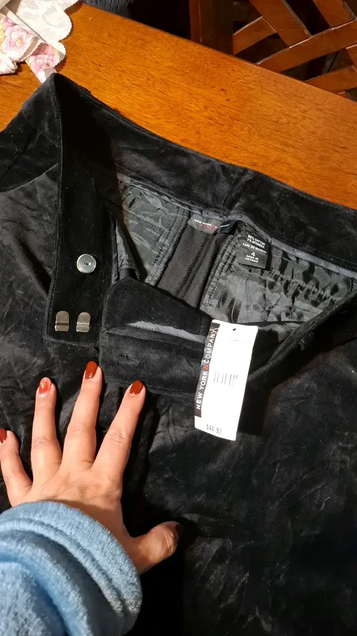 Pantalones de terciopelo negro para mujer - 2