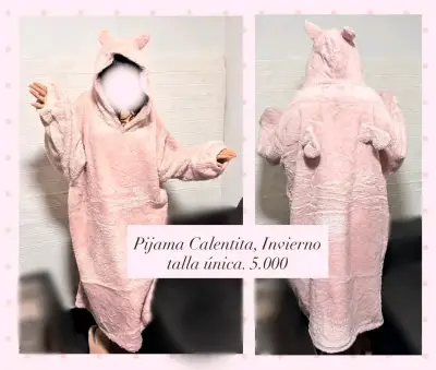 Pijama calientito de invierno con capucha y orejas - miniatura 1