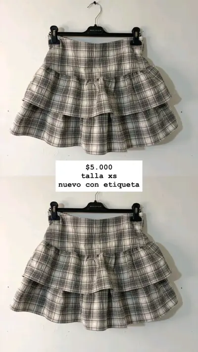 Falda corta a cuadros con volantes - miniatura 2