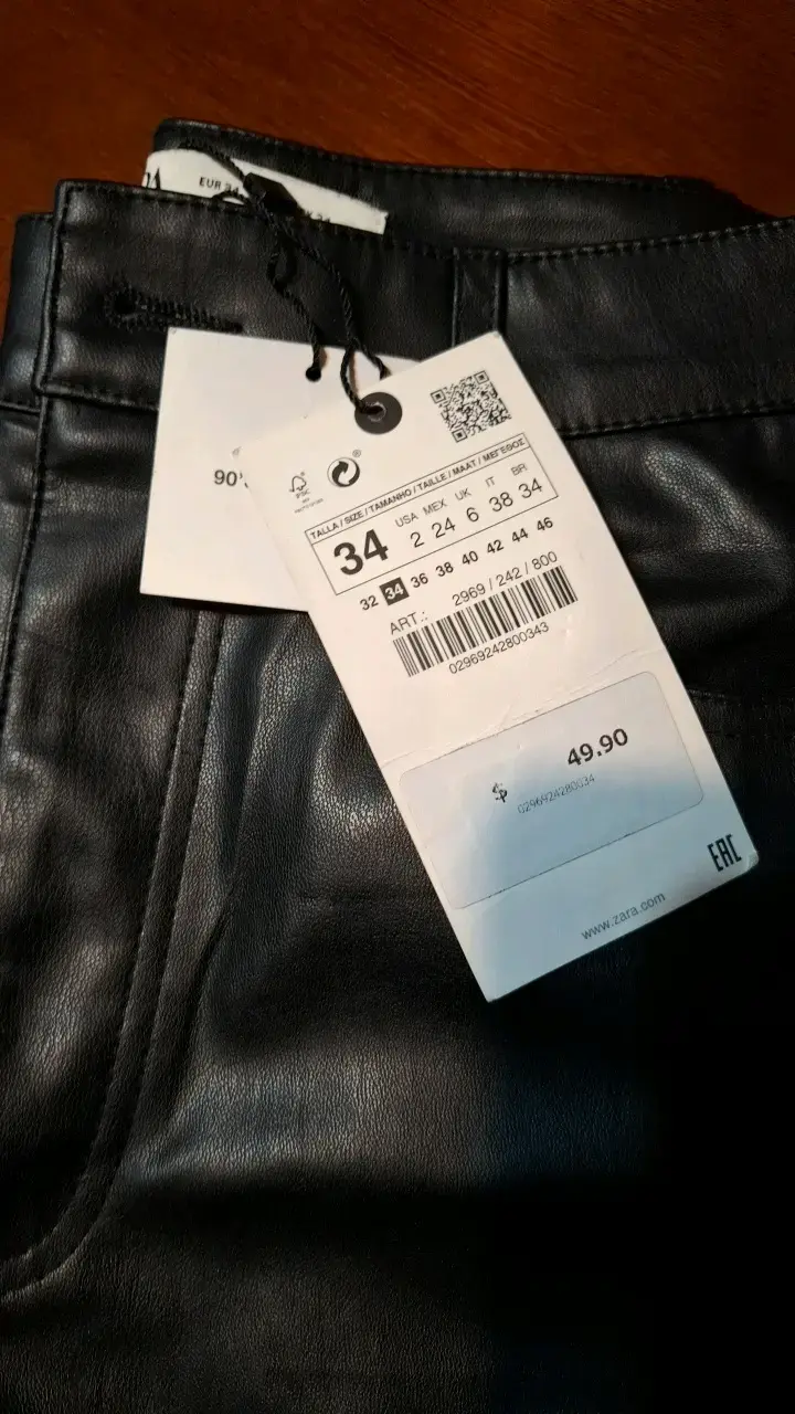 Pantalones de cuero sintético negros talla 34 - 3