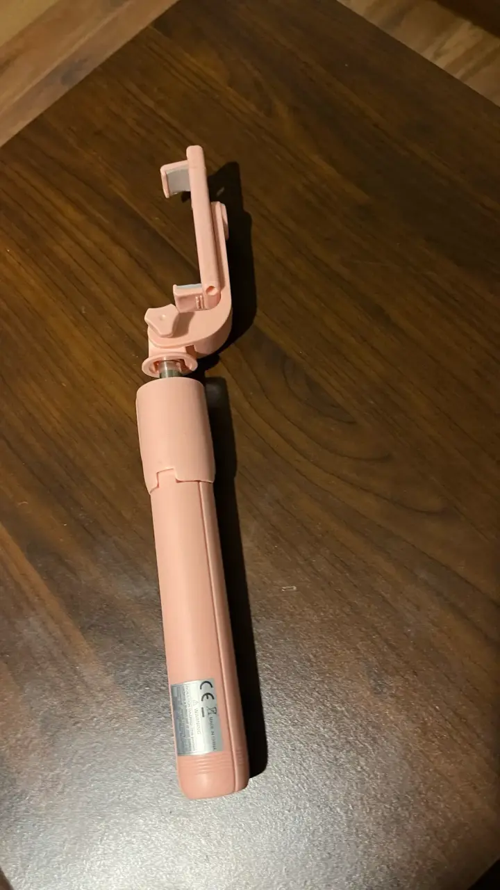 Trípode selfie stick rosa ajustable - 1