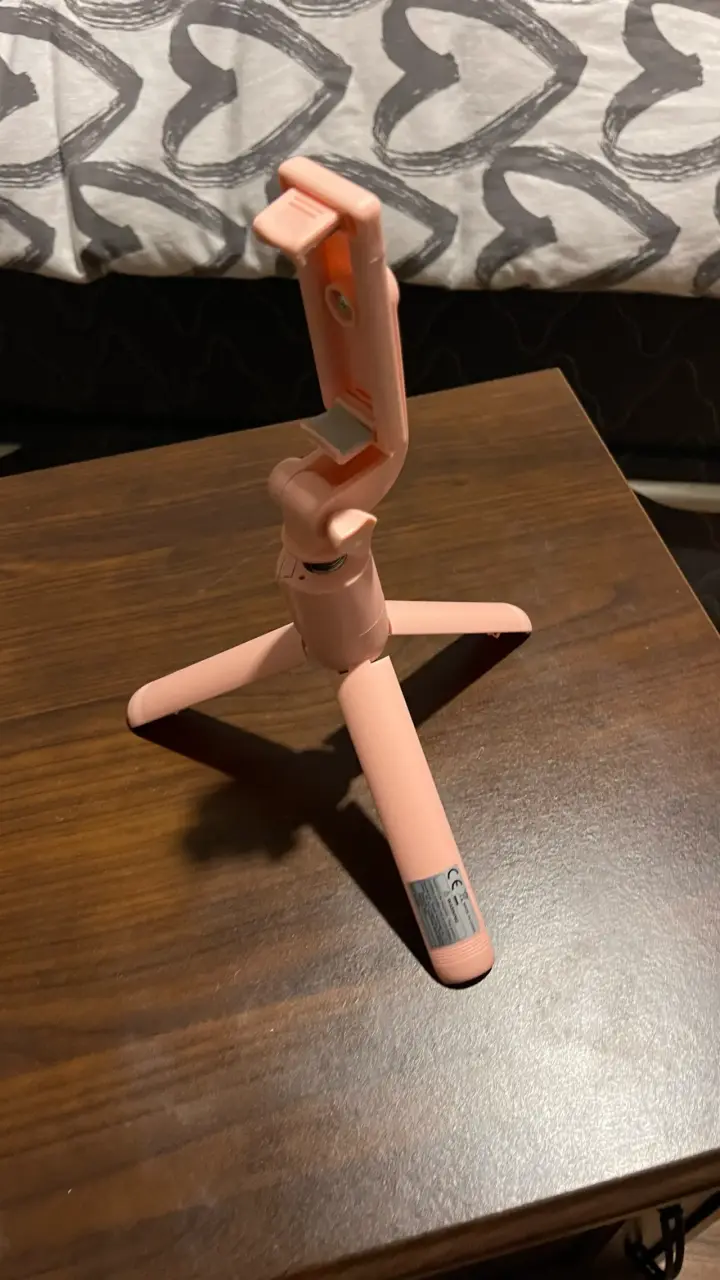 Trípode selfie stick rosa ajustable - 3
