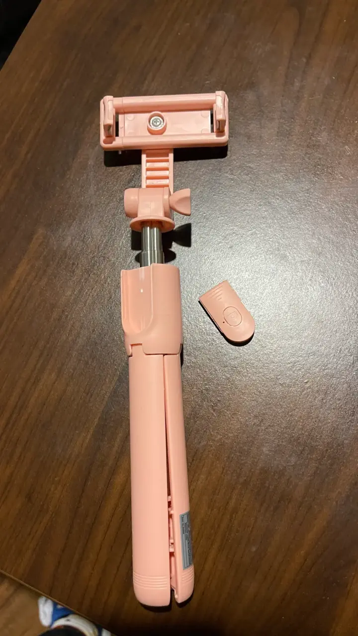 Trípode selfie stick rosa ajustable - 5