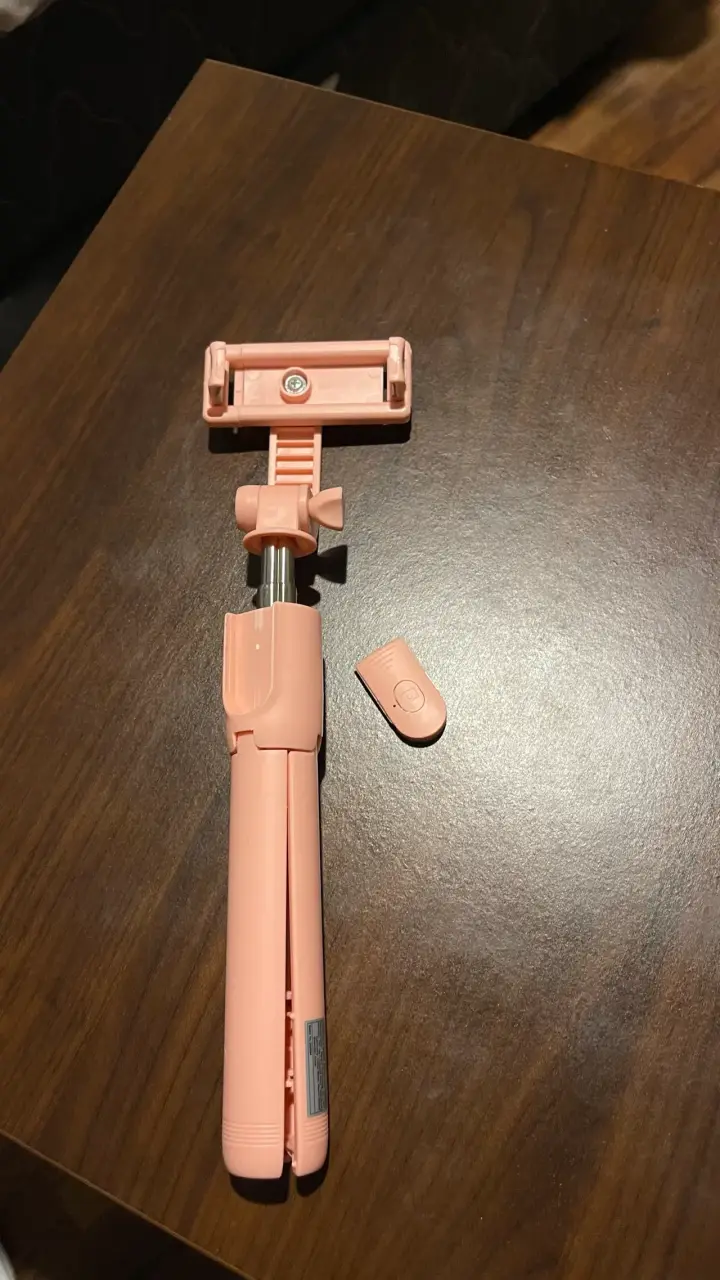 Trípode selfie stick rosa ajustable - 6