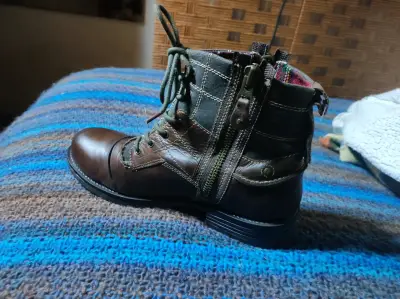 Botas de cuero marrón con cierre lateral - miniatura 3