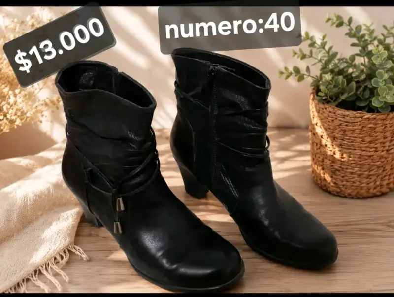 Botines de cuero negro talla 40