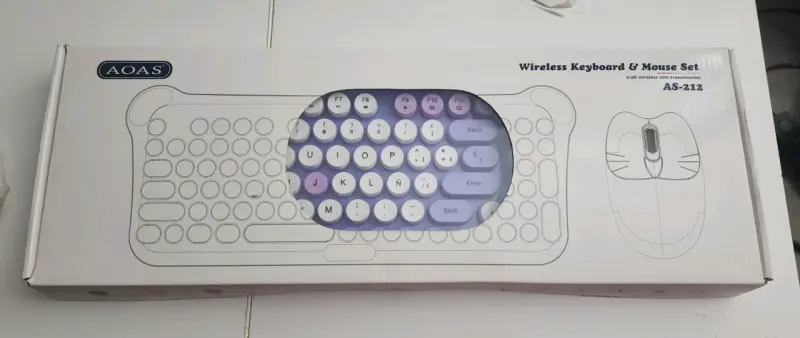 Set de Teclado y Mouse Inalámbrico Kawaii Lila - 2