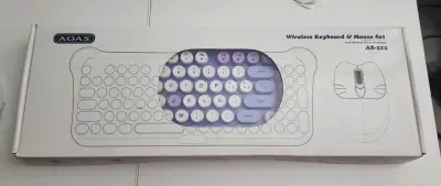 Set de Teclado y Mouse Inalámbrico Kawaii Lila - miniatura 2