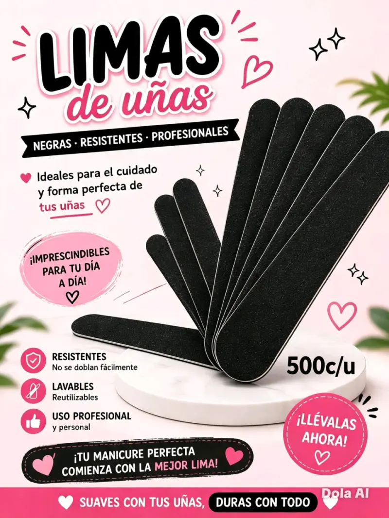 Limas de uñas negras resistentes profesionales
