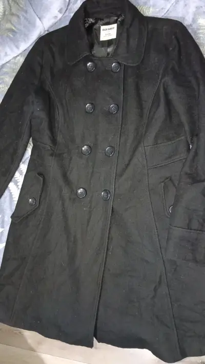 Abrigo negro de lana Old Navy para mujer - miniatura 1